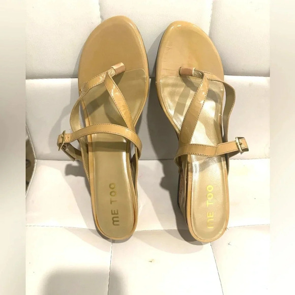 me too strappy & wedges tan cream upper leather sandles 11M - Picture 2 of 6